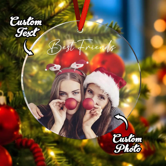 Personalized Photo Christmas Ornament with Custom Text