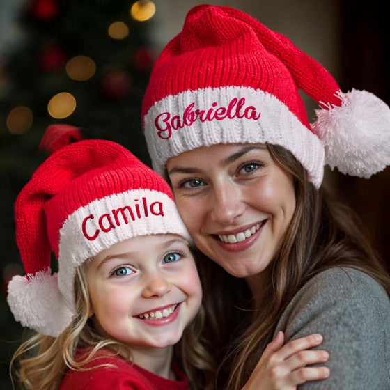 Personalized Embroidered Name Santa Hat – Christmas Gift for Family