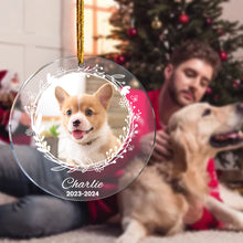 Load image into Gallery viewer, Personalized Pet Photo Christmas Ornament with Dog Name | Christmas Gift for Pet Lovers
