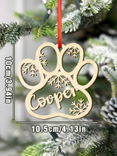 Load image into Gallery viewer, Personalized Dog Paw Snowflake Ornament – Custom Name Christmas Decoration
