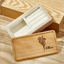 Load image into Gallery viewer, Personalized Birth Flower Jewelry Box with Custom Name – Gift for Her
