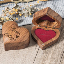 Load image into Gallery viewer, Personalized Wooden Heart Ring Box for Proposals and Engagements
