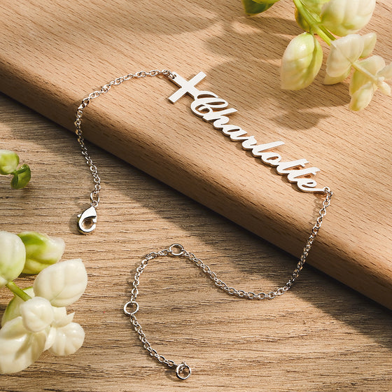 Custom Name Cross Bracelet – Personalized Jewelry for Unique Style