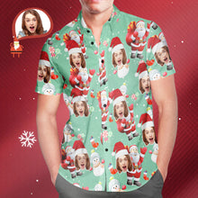 Load image into Gallery viewer, Custom Face Christmas Snowman Men’s All-Over Print Hawaiian Shirt – Christmas Gift
