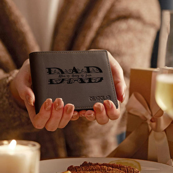 Personalized Dad PU Leather Wallet for Father’s Day Gift