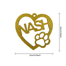 Load image into Gallery viewer, Personalized Wood Heart Dog Paw Name Christmas Ornament
