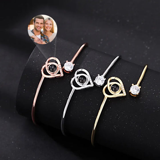 Custom Projection Bracelet – Personalized Photo Heart Jewelry Gift for Her