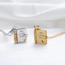 Load image into Gallery viewer, Personalized My Little Star Book Necklace – Adjustable Locket Pendant with Message Inside
