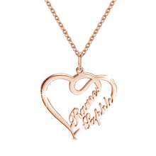Load image into Gallery viewer, Custom Overlapping Heart Two Names Necklace – 925 Sterling Silver