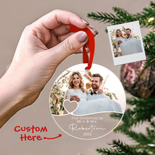 Load image into Gallery viewer, Personalized First Christmas Photo Ornament – Couples Keepsake
