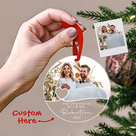 Personalized First Christmas Photo Ornament – Couples Keepsake