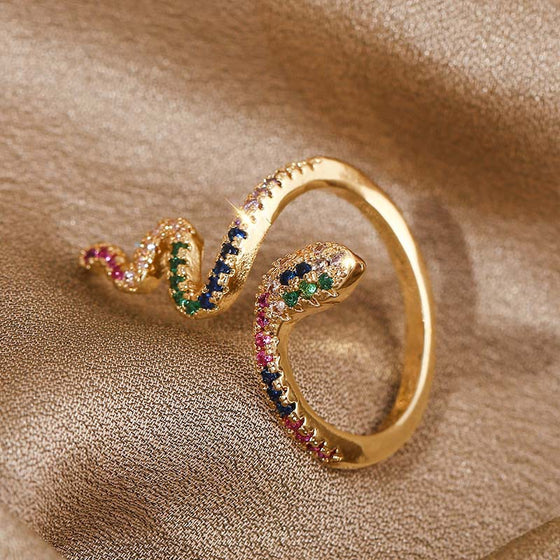 Adjustable Zircon Snake Ring – Copper