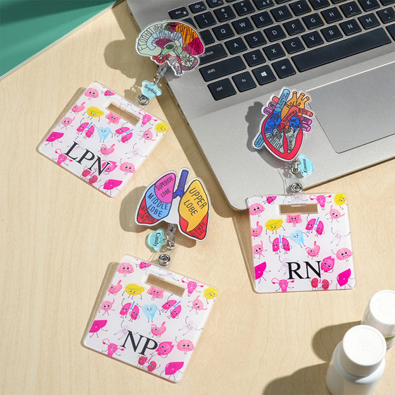 Personalized Anatomical Organ Badge Reel Charm – Retractable ID Holder for Nurses and Doctors