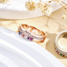 Load image into Gallery viewer, Personalized Birthstone Ring – Engraved Text Jewelry Gift for Women
