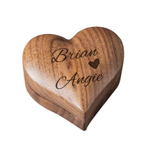 Load image into Gallery viewer, Personalized Wooden Heart Ring Box for Proposals and Engagements
