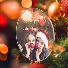 Load image into Gallery viewer, Personalized Photo Christmas Ornament with Custom Text
