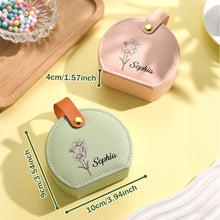 Load image into Gallery viewer, Personalized Birth Flower PU Leather Jewelry Box with Name – Birthday Gift for Her
