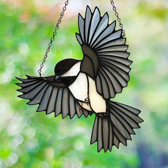 Glass Black Bird Suncatcher – Window & Wall Hanging Gift for Bird Lovers