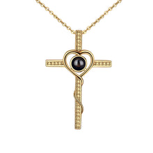 Load image into Gallery viewer, Custom Cross Photo Projection Necklace – 925 Silver