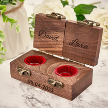 Load image into Gallery viewer, Personalized Wooden Double Ring Bearer Box
