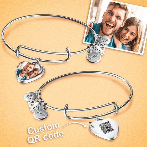 Personalized QR Code Heart Photo Charm – Special Alloy