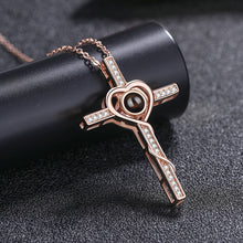 Load image into Gallery viewer, Custom Cross Photo Projection Necklace – 925 Silver