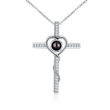 Load image into Gallery viewer, Custom Cross Photo Projection Necklace – 925 Silver