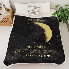 Load image into Gallery viewer, Custom Moon Phase Blanket – Personalized Names Multistyle Background Gift