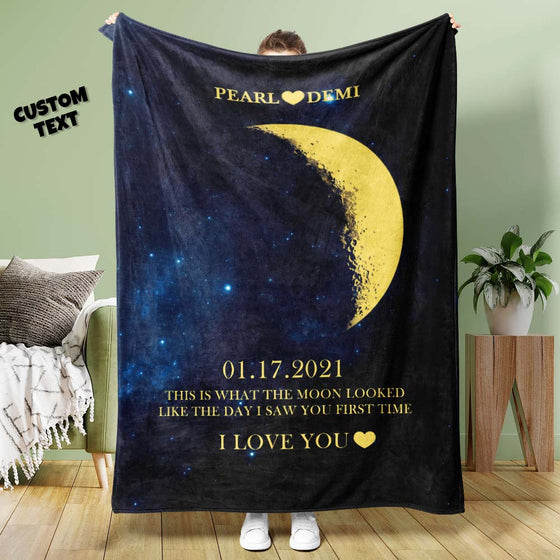 Custom Moon Phase Blanket – Personalized Names Multistyle Background Gift