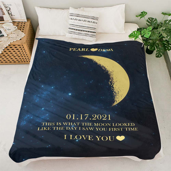 Custom Moon Phase Blanket – Personalized Names Multistyle Background Gift