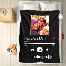 Load image into Gallery viewer, Custom Scannable Music Code Photo Fleece Blanket – 4 Colors