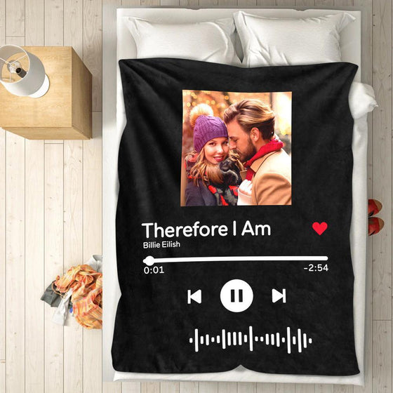 Custom Scannable Music Code Photo Fleece Blanket – 4 Colors