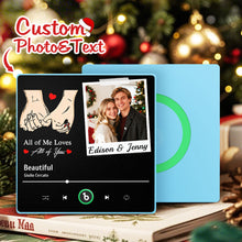 Load image into Gallery viewer, FridgeBeats Framed 4.0 Custom Photo “All of Me Loves All of You” Music Fridge Magnet – Colorful Frame Gift
