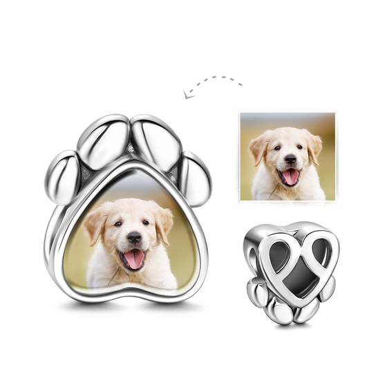 Dog Paw Photo Charm – 925 Sterling Silver