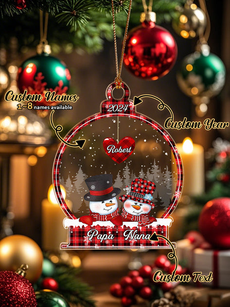 Personalized Snowman Family Name Christmas Ornament – Snowball Family Gift
