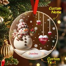 Load image into Gallery viewer, Custom Name Snowman Acrylic Ornament – Personalized Round Christmas Tree Decoration
