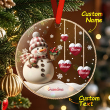 Load image into Gallery viewer, Custom Name Snowman Acrylic Ornament – Personalized Round Christmas Tree Decoration
