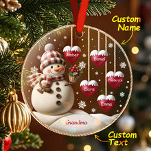 Load image into Gallery viewer, Custom Name Snowman Acrylic Ornament – Personalized Round Christmas Tree Decoration
