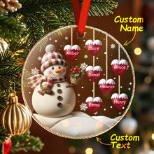 Load image into Gallery viewer, Custom Name Snowman Acrylic Ornament – Personalized Round Christmas Tree Decoration
