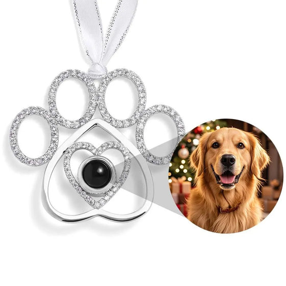 Personalized Paw Photo Projection Ornament – Christmas Gift for Pet Lovers & Memorial Keepsake
