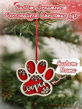 Load image into Gallery viewer, Personalized Dog Paw Snowflake Ornament – Custom Name Christmas Tree Decoration
