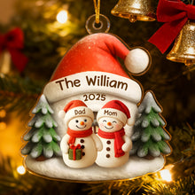 Load image into Gallery viewer, Personalized Family Snowman Acrylic Ornament – Custom Name Christmas Decoration
