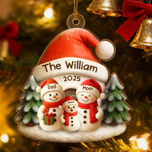 Load image into Gallery viewer, Personalized Family Snowman Acrylic Ornament – Custom Name Christmas Decoration

