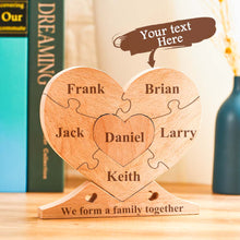 Load image into Gallery viewer, Custom Engraved Wooden Heart Puzzle – Family Name Home Decor

