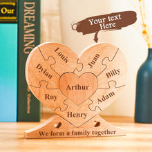 Load image into Gallery viewer, Custom Engraved Wooden Heart Puzzle – Family Name Home Decor
