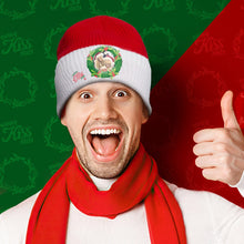 Load image into Gallery viewer, Custom Photo Christmas Beanie – Unisex Winter Warm Knitted Hat (Kissing Under the Mistletoe)
