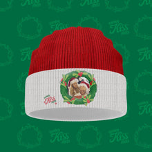 Load image into Gallery viewer, Custom Photo Christmas Beanie – Unisex Winter Warm Knitted Hat (Kissing Under the Mistletoe)
