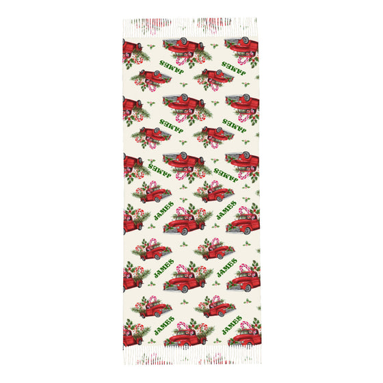 Personalized Christmas Scarf – Custom Name Fringe Scarf