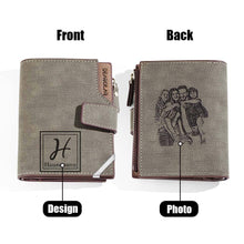 Load image into Gallery viewer, Personalized Photo Men’s Foldable Leather Wallet with Custom Text
