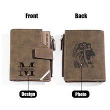 Load image into Gallery viewer, Personalized Photo Men’s Foldable Leather Wallet with Custom Text
